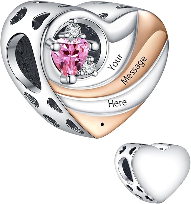 Annmors Personalized Photo Charm for Bracelet Necklaces,925 Sterling Silver Charm Love Heart Shaped Engraved Customize Picture Gift for Birthday Mother's Day Christmas,Bead Charms Jewelry for Women