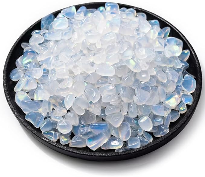 Polished Opal Crystal Chips 200 Pcs - 0.3" 10 oz Tumbled Stone Chips Crushed Sea Glass Stones Healing Reiki Crystal Making Home Decoration