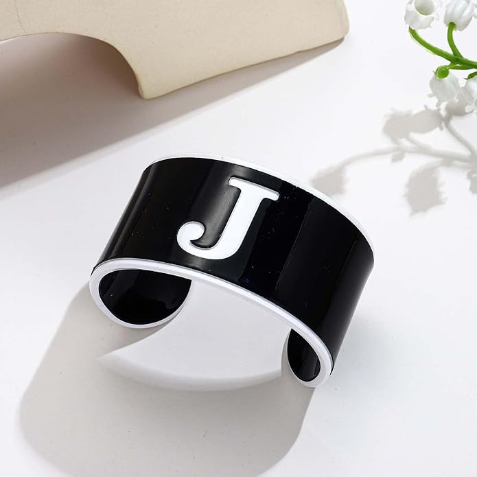 LILIE&WHITE Acrylic Monogram Resin Bracelet for Women Trendy Acrylic Statement Bracelets Jewelry Gift