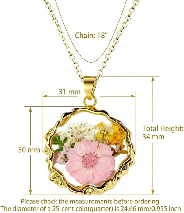 Birth Flower Necklace,1-12 Birth Month Flower Handmade Pendant Necklaces for Women Personalized Custom Floral Jewelry,Boho jewelry,Birthday Gift for Women Girls Best Friend