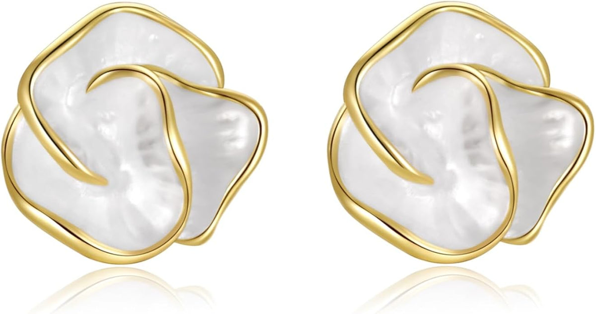 Gold Flower Statement Earrings for Women, Large Chunky Bohomian Summer Beach Floral Earring, Irregular Bold Exaggerated Earrings