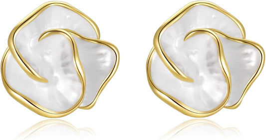 Gold Flower Statement Earrings for Women, Large Chunky Bohomian Summer Beach Floral Earring, Irregular Bold Exaggerated Earrings