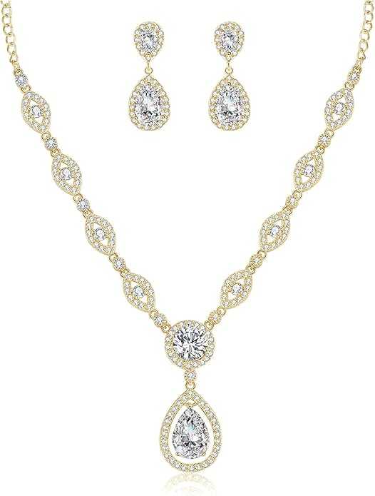 GULICX AAA Cubic Zirconia CZ Silver Plated Base Women's Party Jewelry Set Earrings Pendant Necklace