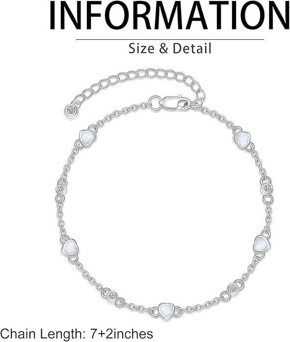 Anklet Bracelet for Women 925 Sterling Silver Natural Stone Chain Ankle Bracelet Beach Summer Fine Jewelry Valentines Day Birthday Gifts for Her Mom Wife