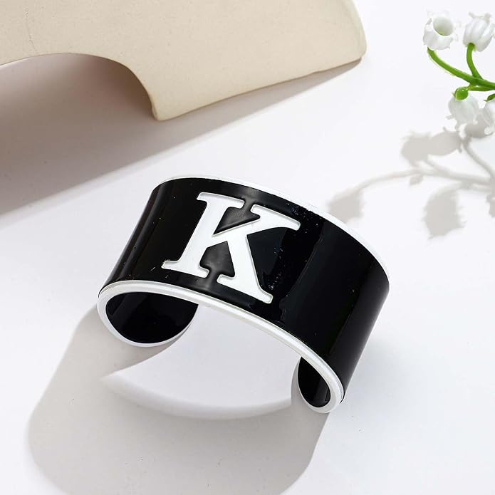 LILIE&WHITE Acrylic Monogram Resin Bracelet for Women Trendy Acrylic Statement Bracelets Jewelry Gift