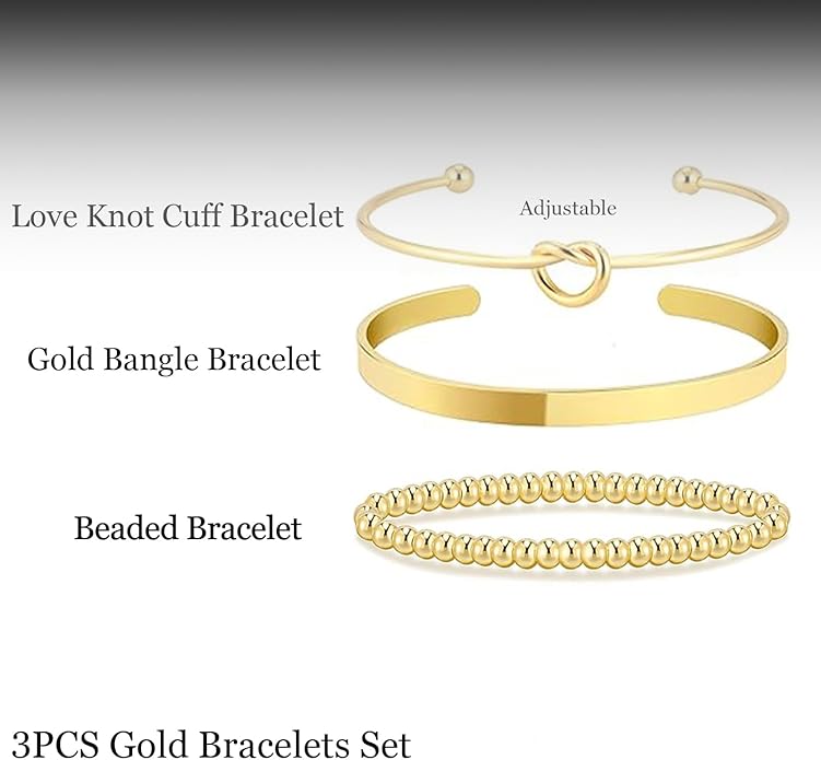 Gold Bracelets for Women 18k Gold Plated Bracelet Stack Bangle Cuff Bracelet Set for Women Non Tarnish Beaded/Paperclip/Cuban Link Chain Bracelets Jewelry for Women Trendy