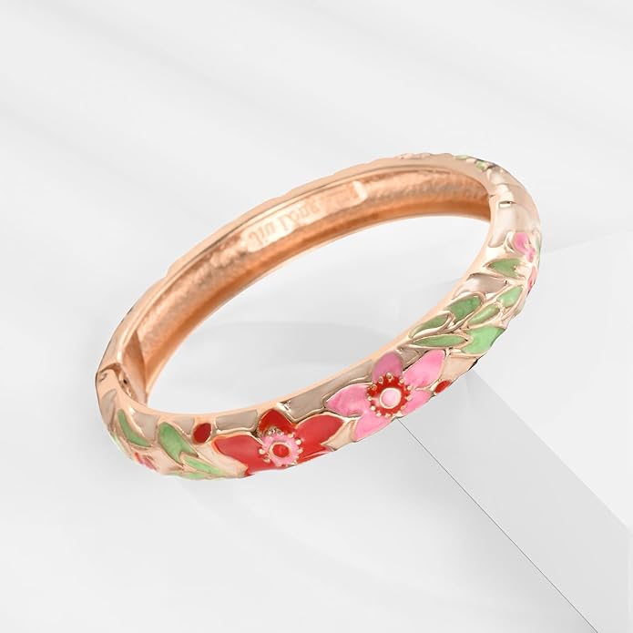 wynameleri Vintage Cloisonne Jewelry Gorgeous Rhinestone Handcrafted Bracelets Enamel Flower Bird Hinged Cuff Bangles Gifts 88A
