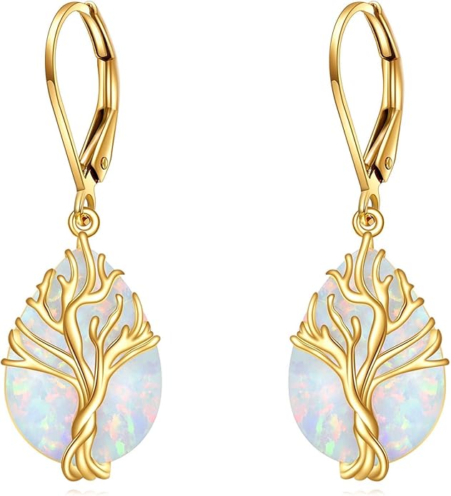 DOVRAN 10K 14K Solid Gold Leverback Earrings for Women Real Yellow Gold Filigree Dangle Earrings Trendy Jewelry Birthday Christmas Gifts for Wife Mom