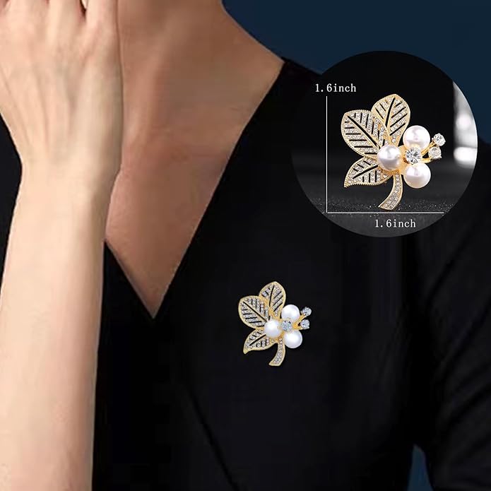 Crystal Pearl Flower Brooches Pins Fashion Beautiful Created Rhinestone Floral Brooch Good Idea for Party Dance Wedding Banquet for Elegant Women Girl