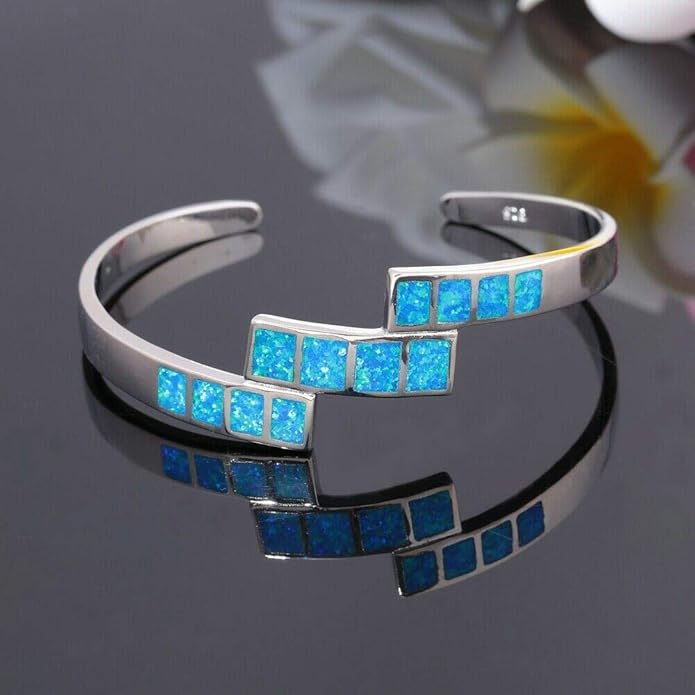 CiNily Womens Cuff Bracelet,Opal Bangle Bracelets Gold Plated Hypoallergenic Ladies Gemstone Open Cuff Bangle Bracelet