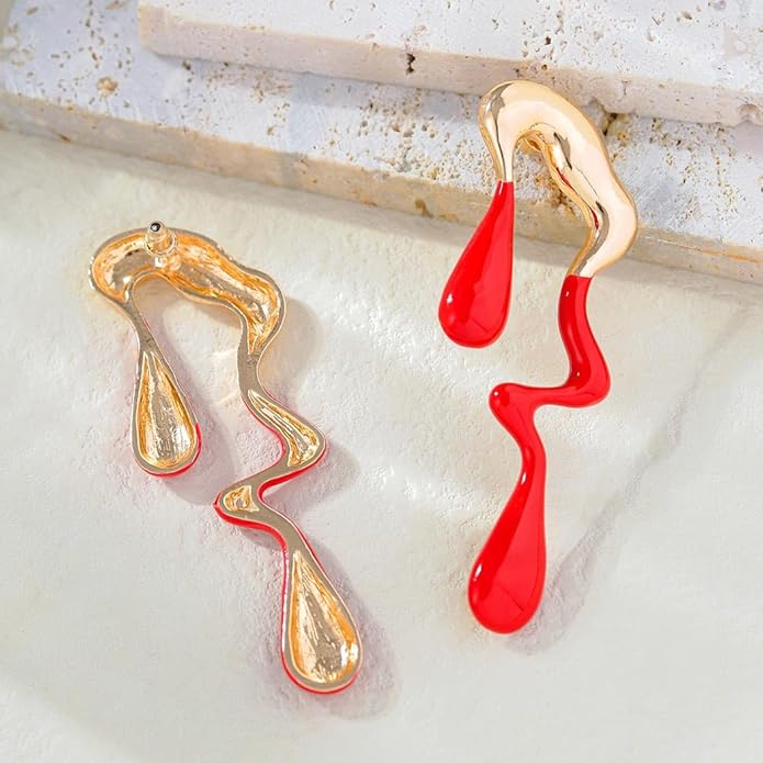 Teardrop Earrings Gold Palated Earrings Large Irregular Geometric Studs Big Lightweight Waterdrop Earrings Jewelry for Women