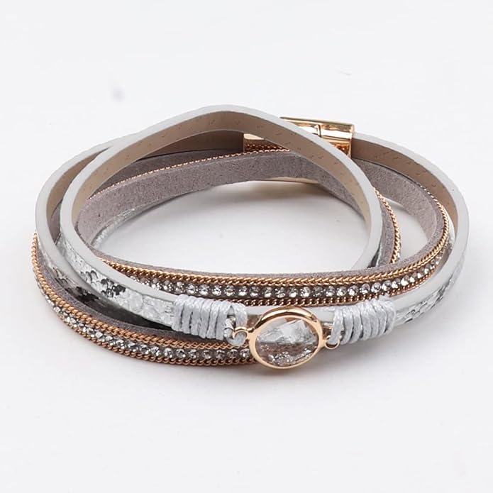 KSQS Tree of Life Leather Multi-Layer Wraps Bracelet,Boho Wide Buckle Wristband Bangle,Braided Cuff Bracelets for Women