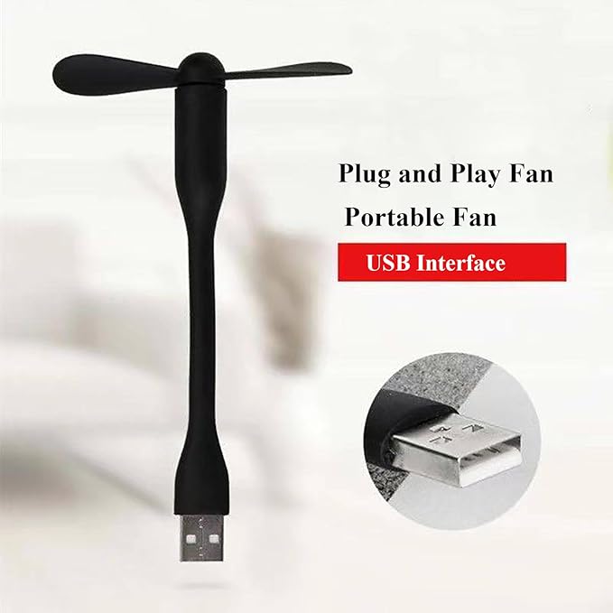 Mini USB Fan, Portable Pocket Fan USB-A Powered Little Cooler, Quiet Operation, for Home Office Car Outdoor Travel- 4 Pack (Black)