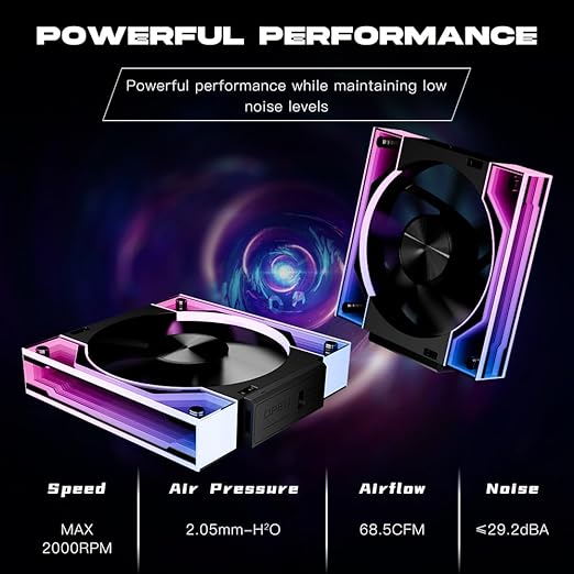 Jungle Leopard Interstellar V3 120mm PC Case Fan Infinity Mirror Module Daisy-Chain 120mm RGB PWM Fan Triple Pack Suitable for Computer Case & 360mm AIO Cooler(Black-3Pack