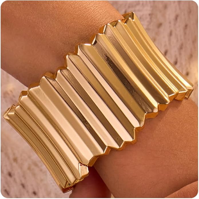 Statement Golden Matte Bracelet for women Minimalist Chunky Brushed Bangle Bracelet Vintage Thick Wide Cuff bracelet Gold Plated Open Cuff Geometric Bracelet