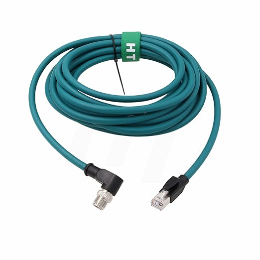 Right Angle M12 Ethernet 8 Pin X-Code RJ45 Cable for Datalogic Matrix 220 320 Reader IV3 Cognex IS8000 DM470 Vision Camera Sensor Reader 5M
