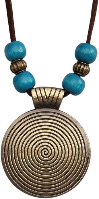 GelConnie Boho Necklaces for Women Vintage Silver Circles Long Pendant Necklace Cowgirl Sweater Necklace Adjustable Leather Choker Necklace for Women