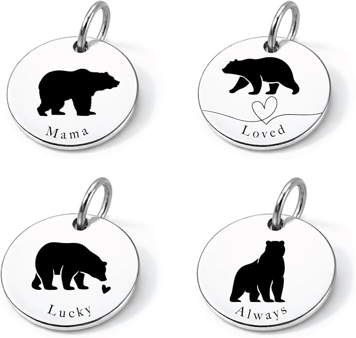 SM Design Mama Animal Charm Set – Set of 4 Stainless Steel Charms – Motherhood & Family Keepsake Jewelry Charmss