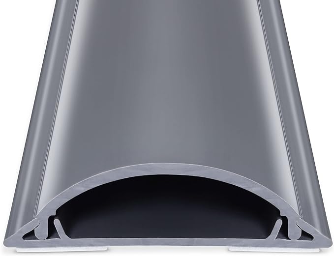 Cord Cover Floor 34in (2 x L17in), Large Capacity Floor Cable Cover, Hard PVC Cord Hider, Wire Cable Management Raceway, Grey, Cord Cavity - 1.8"(W) x 0.6"(H)