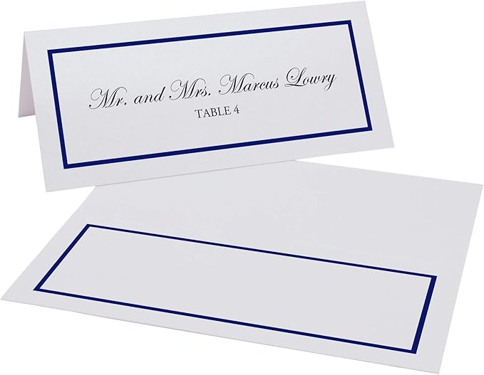Single Line Border Printable Place Cards, Navy (Choose Color), Set of 150 (25 Sheets), Laser & Inkjet Printers - Wedding, Party, Dinner, and Special Events - Made in the USA
