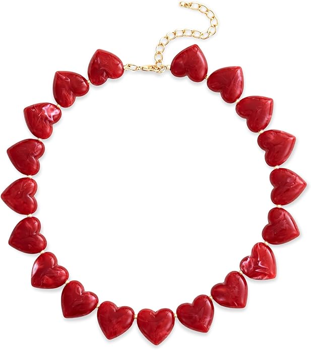 YUJIE Amber Acrylic Heart Choker Necklace for Women Vintage Punk Chunky Necklace Trendy Fashion Accessory