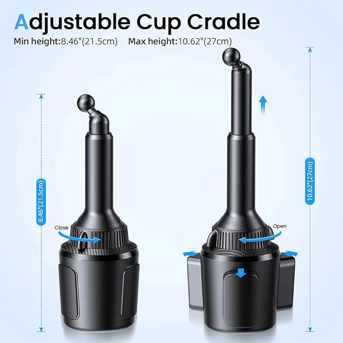 APPS2Car Car Cup Phone Holder Wireless Charger with QC 3.0 Adapter, 15 Watt Qi Fast Charging, Compatible with iPhone 11/12/13/14/15/16/Pro/Max/Plus and Universal All Models Phone Holder