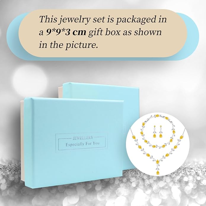 GZWHD Wedding Jewelry Sets for Bride Bridesmaid Women Cubic Zirconia Necklace Earrings Bracelet Set Gift for Mother Friend Wife Daughter Sister Party Prom Jewelry