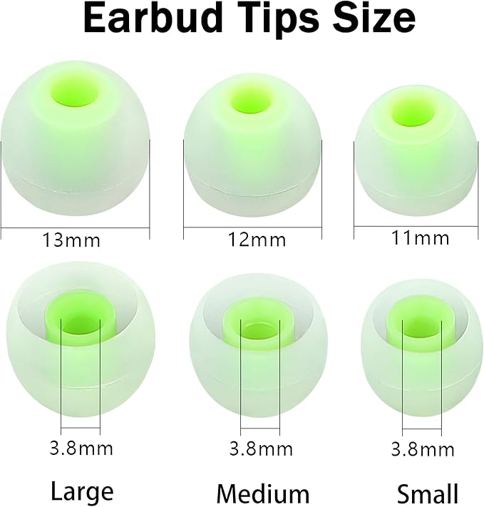 Earbud Replacement Tips Silicone Earbud Tips Eartips Fit Most in-Ear Earbuds(Inner Hole 3.8mm -5.1mm) Headphone Earbuds Rubber Tips 9 Pairs S M L