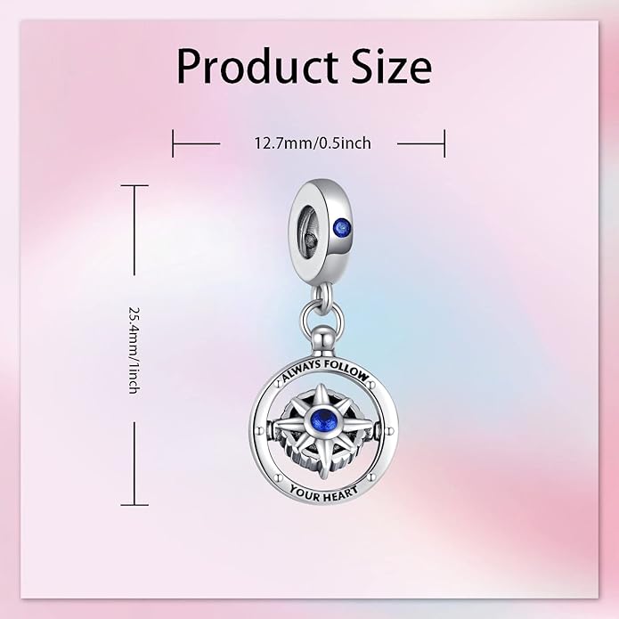 Birthday Fashion Love Heart Dangle Charm 925 Sterling Silver Charms fits Bracelets and Necklace Pendant Bead Charms Jewelry Present for Women Family Friends