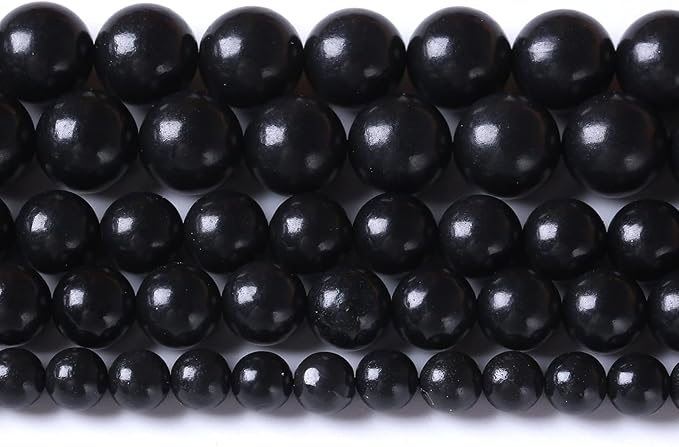8MM 46PCS Natural Stone Shungite Beads Crystal Loose Beads for Jewelry Making DIY Bracelet