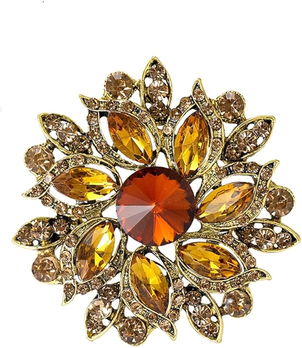 Rhinestone Flower Brooch for Women Vintage Crystal Flower Brooch Pin Elegant Clothing Hat Bag Accessories Christmas Birthday Party Wedding Costume Jewelry