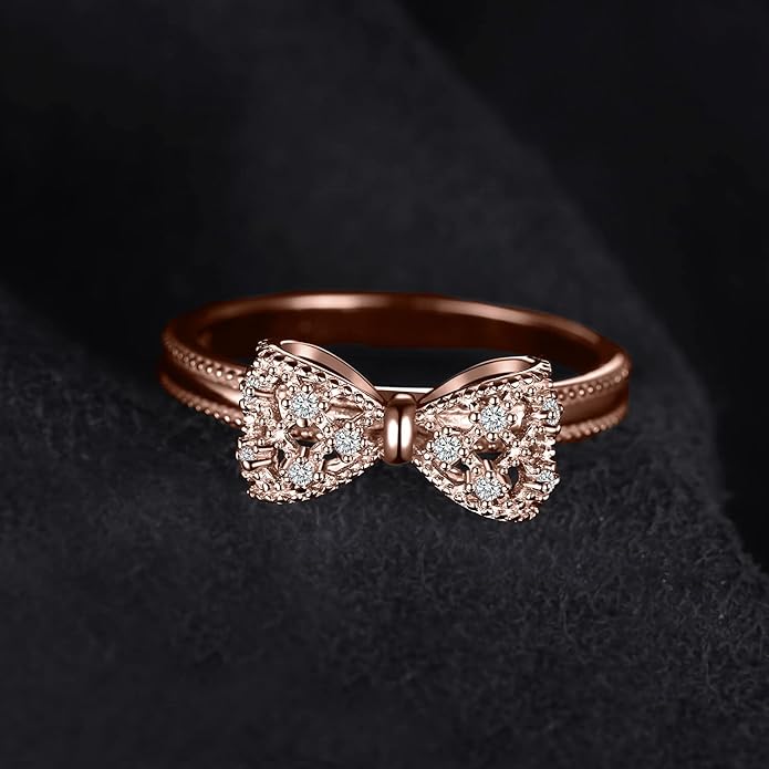 JewelryPalace 14k White Yellow Rose Gold Plated 925 Sterling Silver Rings for Women, Cubic Zirconia Promise Rings for Her, Stackable Wedding Bands Rings for Women Infinity Forever Love Knot Ring