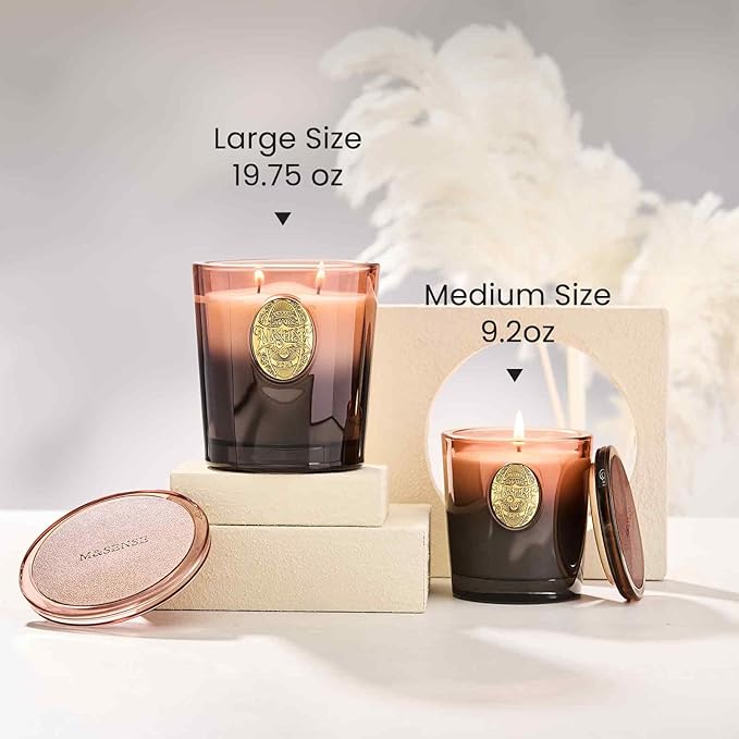 M&SENSE Large Two-Wick Soy Candle | Hot Cocoa & Brown | 19.8 oz, 120H Burn Time | Luxury Scented Candle for Relaxation, Gifting, Home Décor | Ideal for Bedroom, Office, Party Ambiance