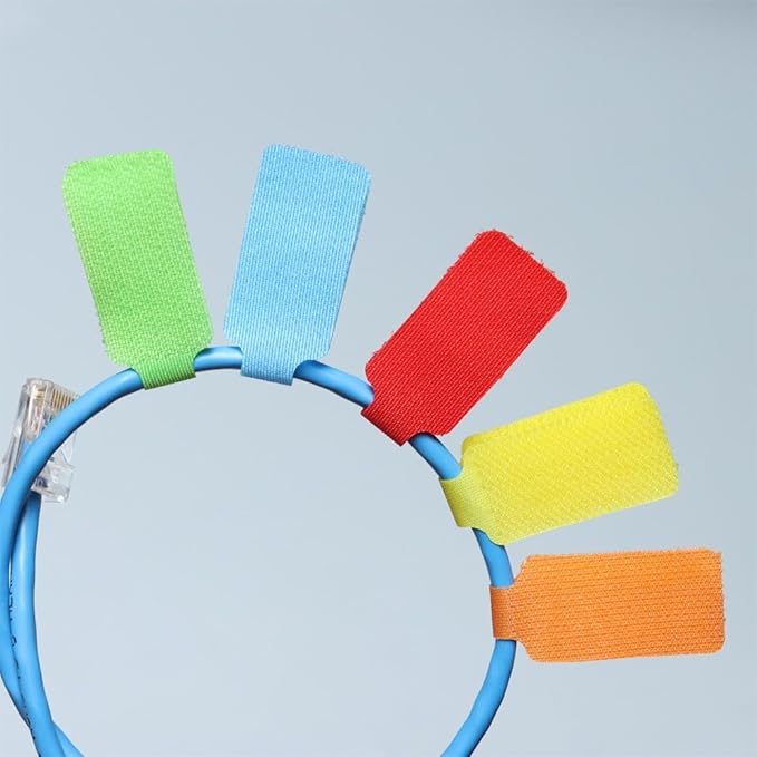 24 Pcs Multi-Color Cable Labels Write On Cord Labels Rectangle Cable Tags Wire Labels Cable Management and Identification Hook and Loop Wire Tags Wire Tags for Electronics and Computers 8 Colors