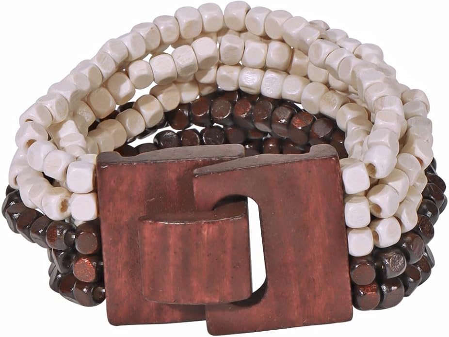 Coiris Boho Bangle Bracelets for Women Wooden Beaded Bracelets Chunky Bohemian Beach Bracelets Jewelry for Women