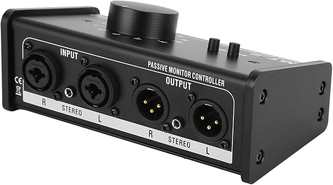 Big Knob Passive Monitor Controller, XLR and 3.5mm Interface Large Volume Knob Mute Control Passive Studio Monitor Controller Stereo Monitor Volume Controller