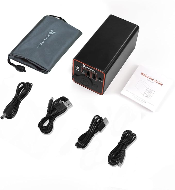 RoyPow 30W PD Portable Charger with 12V/10A Cigarette Lighter Socket, 86.58Wh USB C Laptop Power Bank, 18W QC& 12V DC External Battery Pack, Perfect for MacBook Air iPad Phone Dash Cam or Camping