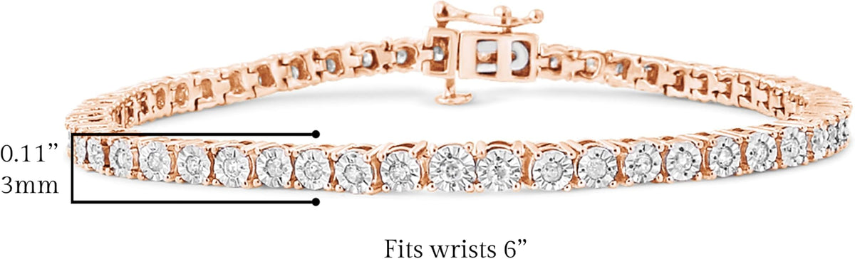Original Classics 1.0 Cttw Miracle Set White Diamond Round Faceted Bezel Tennis Bracelet (I-J Color, I3 Clarity) - Choice of Metal Color and Size