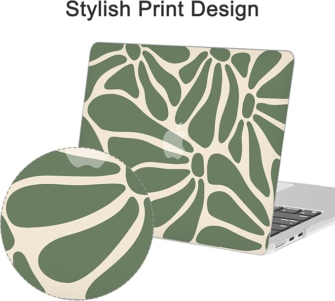 G JGOO Compatible with MacBook Air 13 inch Case 2025 2024 2023 2022 M4 A3240 M3 A3113 M2 A2681, Plastic Hard Shell for MacBook Air 13.6 inch Case + Keyboard Cover + Screen Protector, Abstract Flower