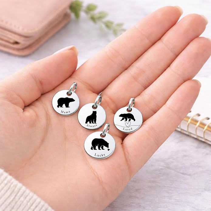 SM Design Mama Animal Charm Set – Set of 4 Stainless Steel Charms – Motherhood & Family Keepsake Jewelry Charmss