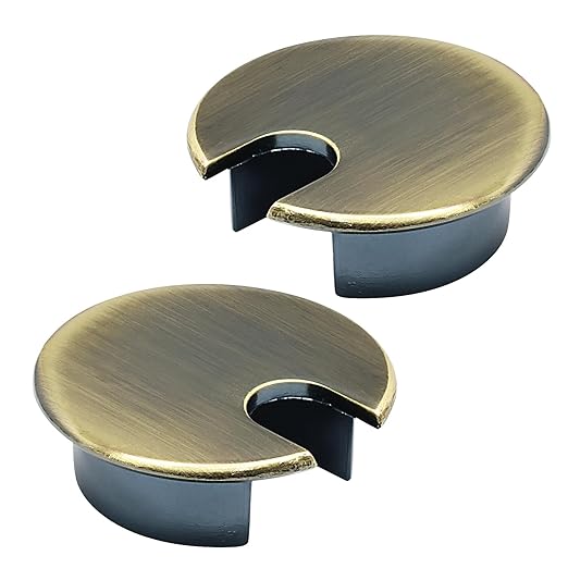 Desk Grommet 1-3/8" (35 mm), Desk Cord Hole Cover, Cable Grommet Metal Zinc Alloy Materilal, Desk Hole Grommet for Office and Home Table Cable, Detachable Cable Cord Organizer (Bronze 2 Pcs)
