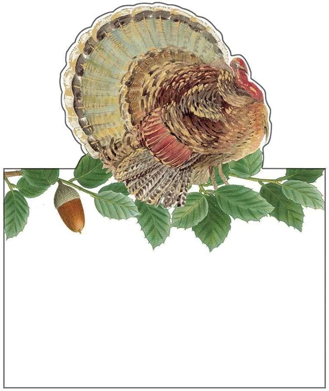 Caspari Turkey and Acorns Place Cards - Set of 40