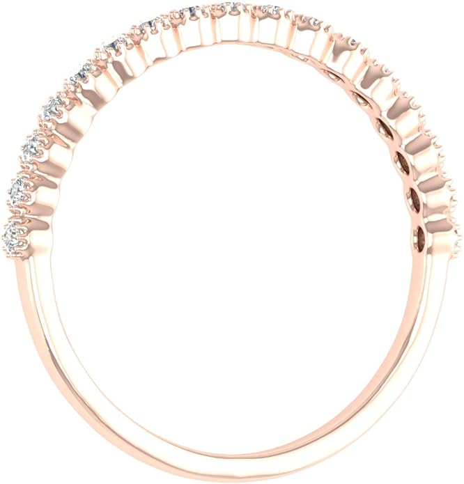 1/5 Carat Bezel Set Diamond Wedding Band Ring in 14K Solid Gold