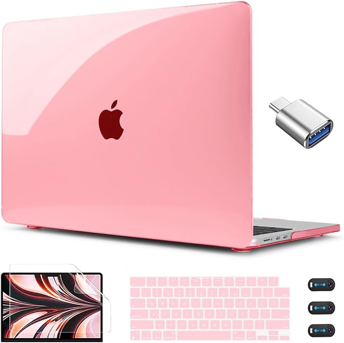 CISSOOK Compatible with MacBook Air 13.6 inch Case Pink 2022 2023 2024 2025 Release A2681 A3113 A3240, Plastic Shell & Keyboard Cover for MacBook Air 13 M4 M3 M2, Clear Pink