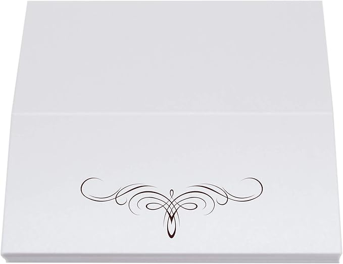 Decadent Flourish Place Cards, Chocolate (Choose Color), Set of 25, Pre-cut and Scored - Wedding, Party, Dinner, and Special Events - Made in the USA