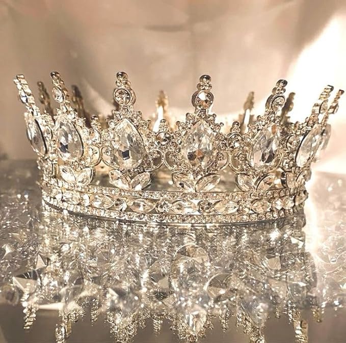 Queen Crown Rhinestone Wedding Crowns and Tiaras for Women Costume Party Hair Accessories Princess BirthdayCrown Crystal BridalCrown (Gold White Crowns)