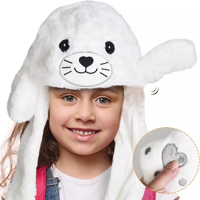 Plush Ear Moving Jumping Hat,Cute Fluffy Cap, Soft Warm HeadWear