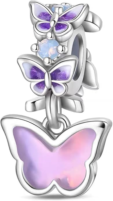 Charm Beads for Women, S925 Sterling Silver Dangle Charm Beads for European Charm Bracelet & Snake Chain Bracelets, Love Family Friendship Butterfly Pet Flower Designs, Gift Box Included