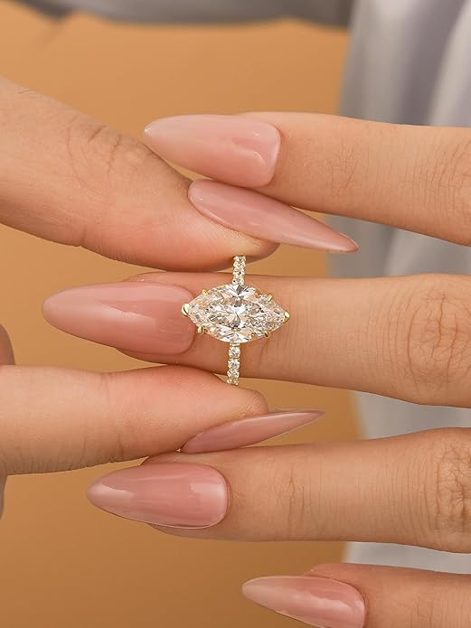 3.5CT Marquise Cut Engagement Ring, AAAAA Grade Cubic Zirconia Promise Ring for Women, S925 Silver Bridal Wedding Jewelry