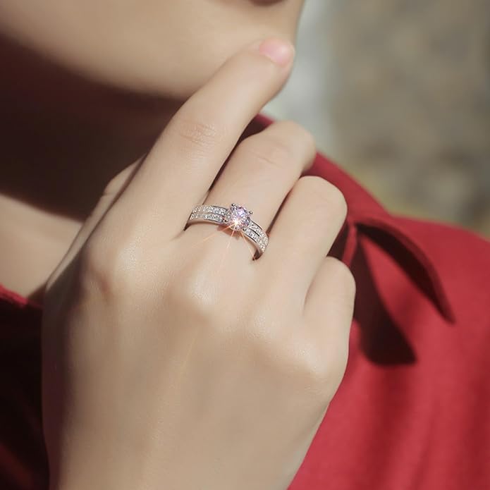 S925 Sterling Silver Adjustable Anniversary Rings for Women,1 Carat Diamond Ring D-color VVS1,Stylish Engagement Gifts for Your Loved One